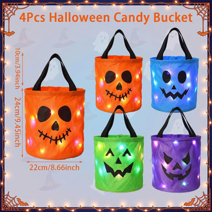 Goofball Buddies™ Glow Crew Light-Up Trick-or-Treat Buckets — Set of 4