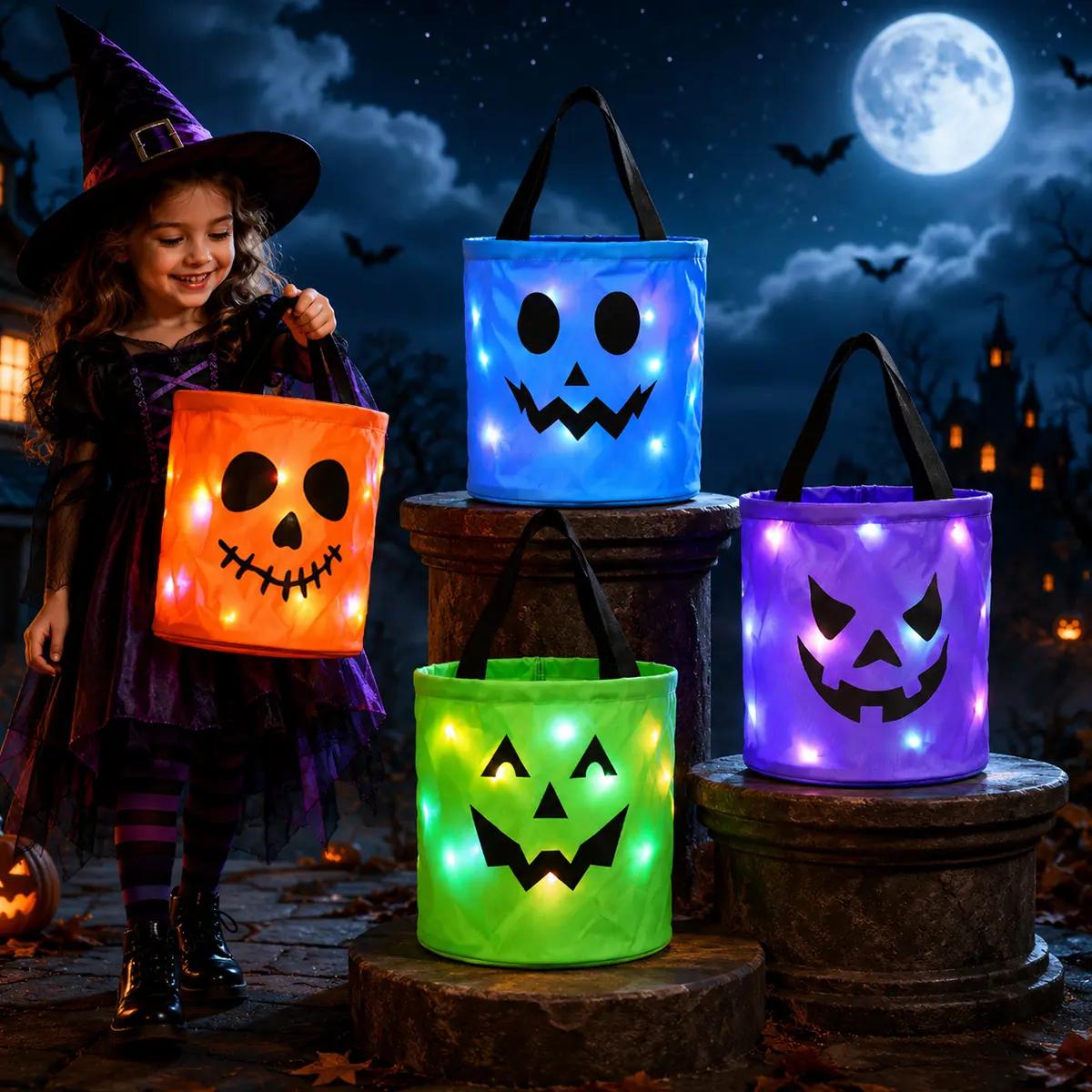 Goofball Buddies™ Glow Crew Light-Up Trick-or-Treat Buckets — Set of 4